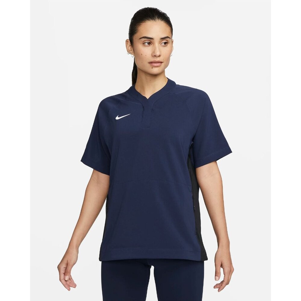 Nike Women's Short-Sleeve Softball Windshirt Blue Size Large FD9344-419